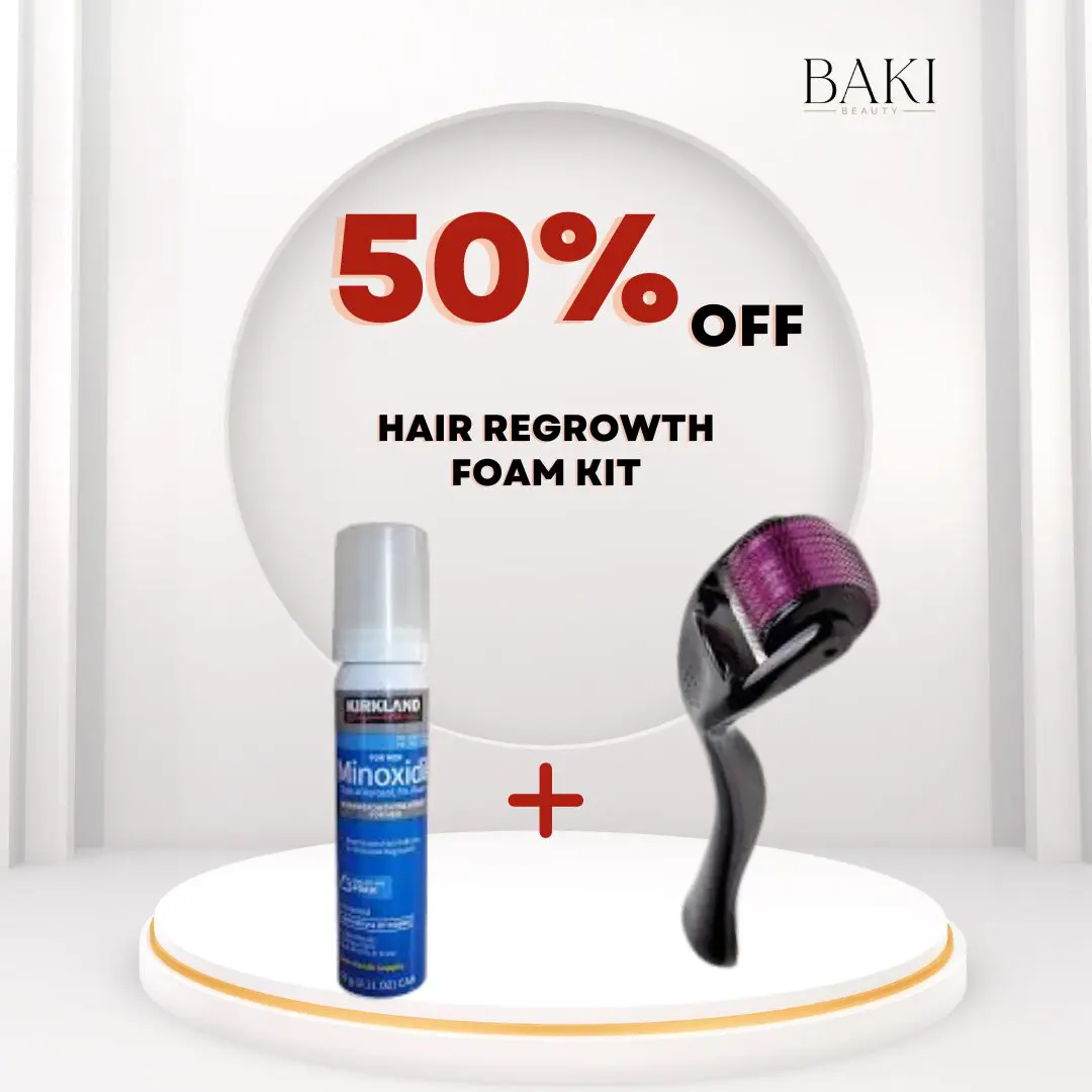 foam roll 30 Hair Regrowth Foam Kit ( Minoxidil Foam 60g + Dermaroller)- Bundle - Image 1