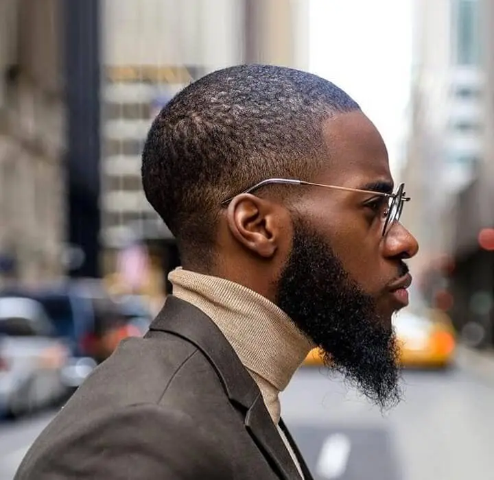 Man with a ducktail beard style