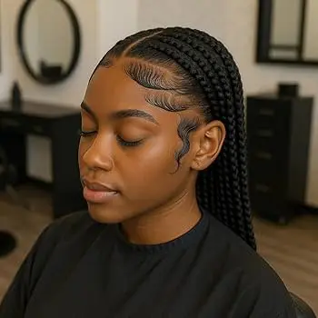 Woman with edges and braids.