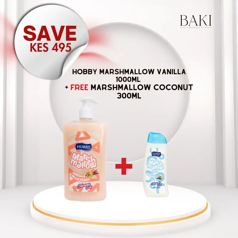 Hobby Body Wash Marshmallow Vanilla 1000ml + Free 300ml Marshmallow Coconut