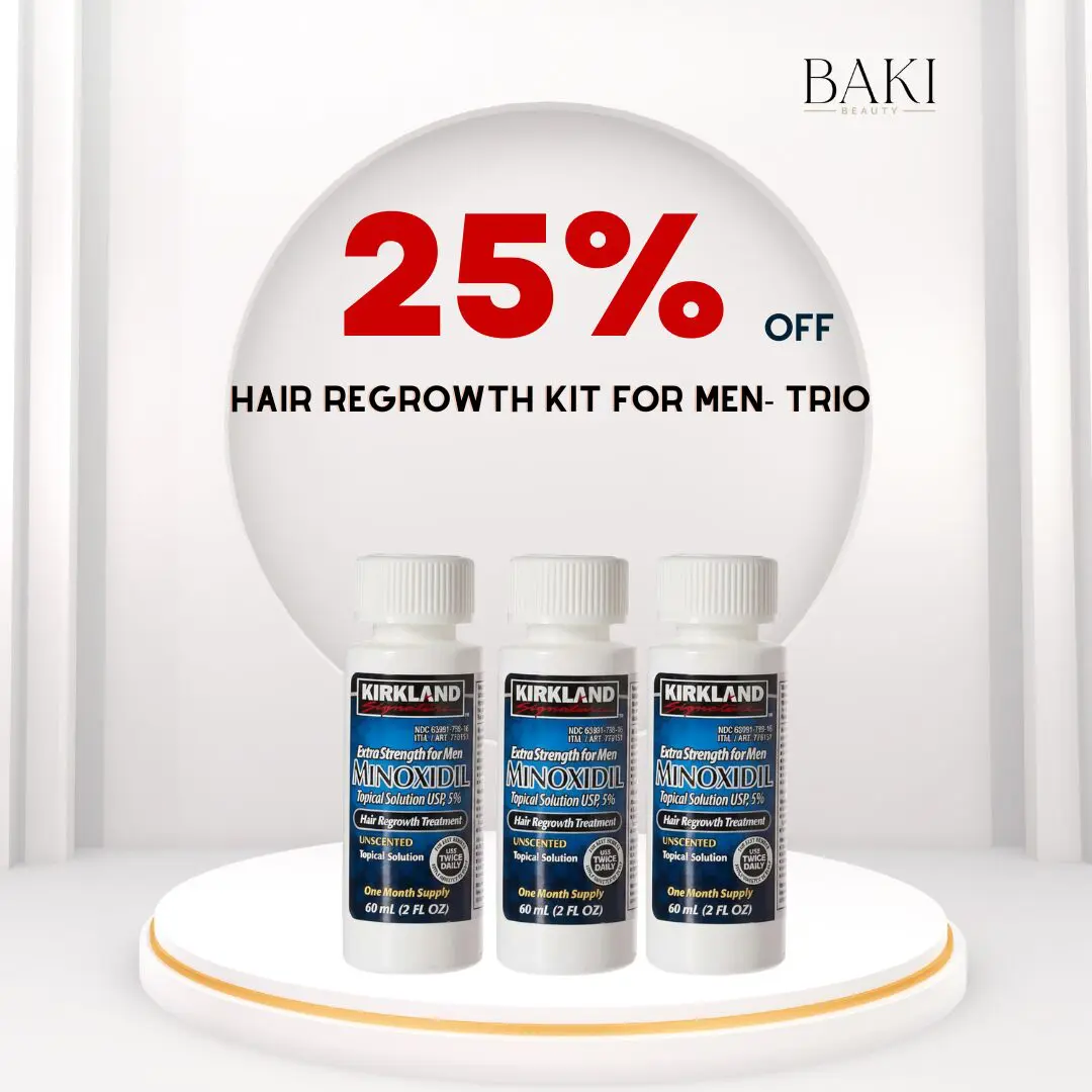 Minoxidil Trio 25% Minoxidil 5% Hair Regrowth Treatment For Men (Pack of 3)- Bundle - Image 1