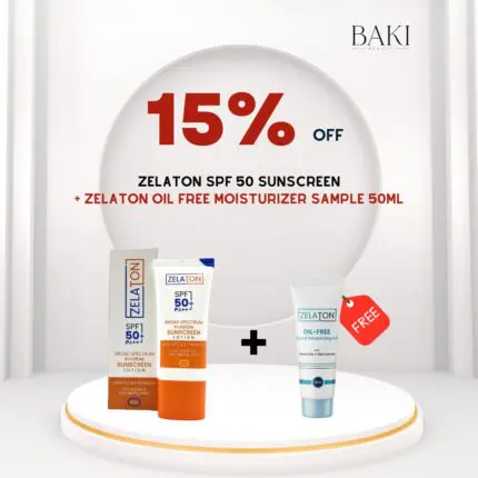 ZELATON SPF 50 SUNSCREEN LOTION + Zelaton Oil Free Moisturizer Sample 10ml- Bundle