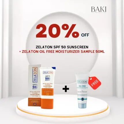 ZELATON SPF 50 SUNSCREEN LOTION + Zelaton Oil Free Moisturizer Sample 10ml- Bundle