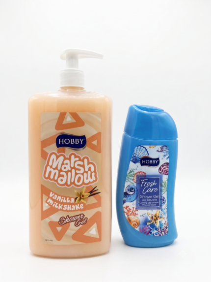 Hobby Bodywash Marshmallow Vanilla 1000ml Jumbo + Calming sea Minerals body wash 300ml