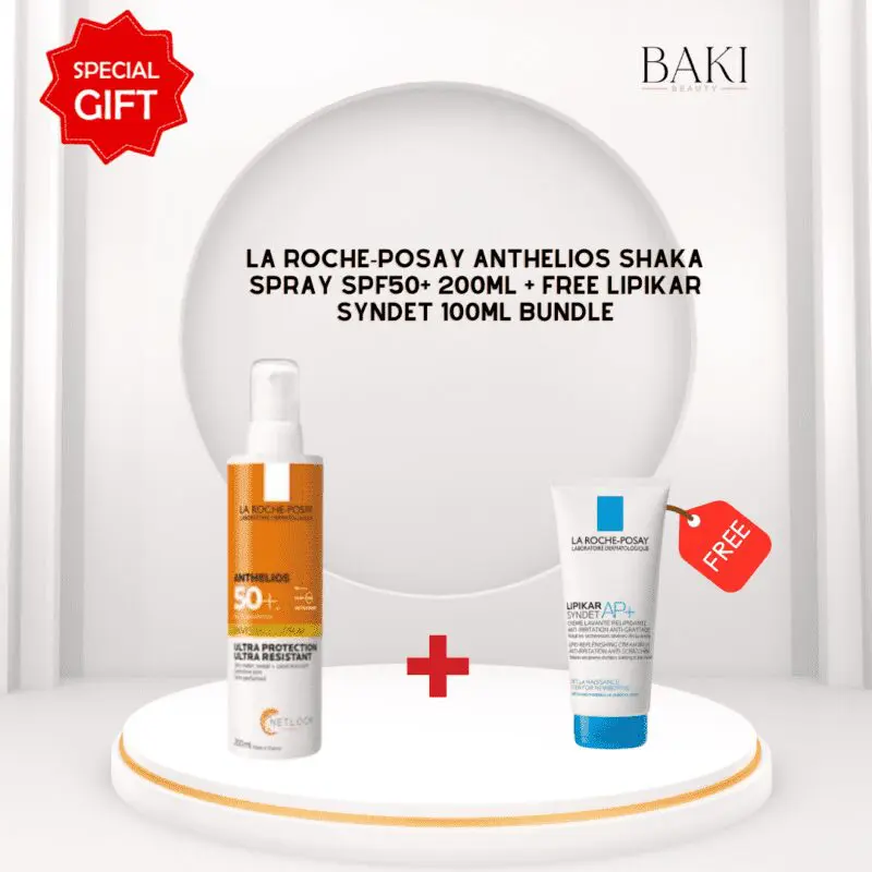 La Roche-Posay ANTHELIOS SHAKA SPRAY SPF50+ 200ml + Free Lipikar Syndet 100ml Bundle